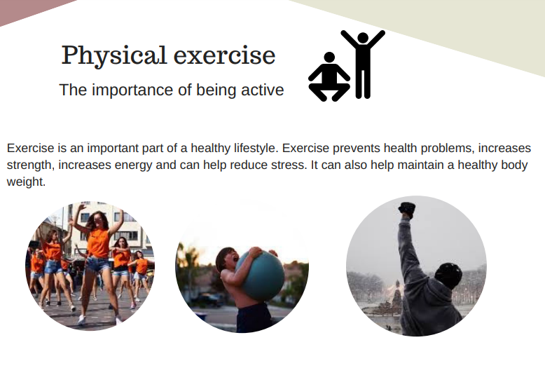 Exercise is an important part of a healthy lifestyle. Exercise prevents health problems, increases strength